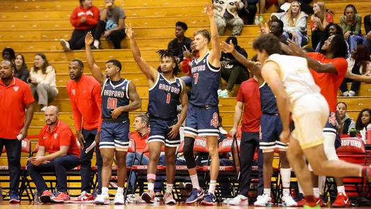 Radford MBB Bench Celebration Dedmon Center 2024-25