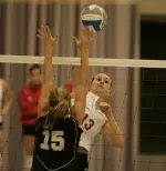 Sacred Heart Volleyball Loses in Four Games at Manhattan Image