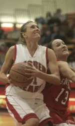 Pape Scores her 2,000th point to lead SHU to NEC Semi's, 70-67 over the Mount Image