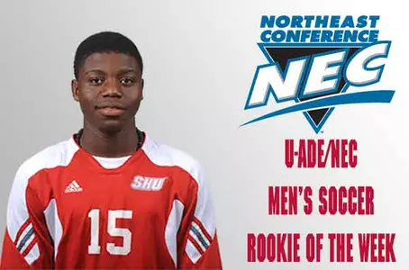 Ezra Siyadhuba Named U-ADE/NEC Men's Soccer Rookie of the Week Image