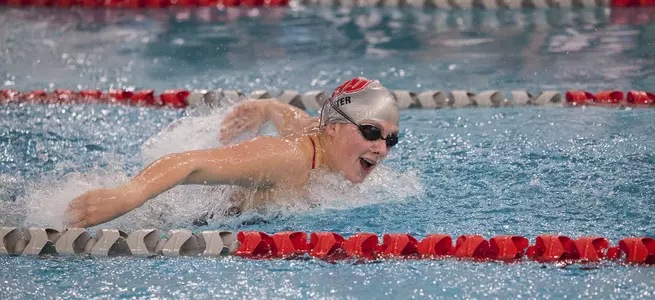 Swimming and Diving Splits Dual Meet at Rhode Island Image