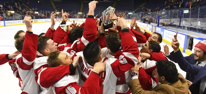 Men's Ice Hockey Knocks Off 17th Ranked Quinnipiac To Claim CT Ice Title Image