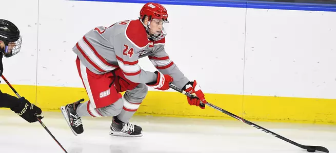 Austin Magera Hat-Trick Not Enough As Men's Ice Hockey Falls to Bentley In Overtime 5-4 Image