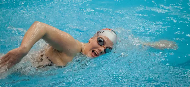 Casey Barrett Breaks School Record as Swimming and Diving Sits Second After First Swimming Events At NEC's Image