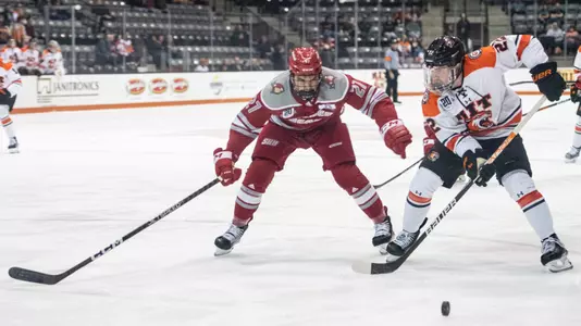 during game between RIT and Sacred Heart on Nov. 11, 2022 at Gene Polisseni Center in Rochester, N.Y.