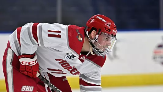 Ryan Steele awaits a faceoff on Dec. 6, 2022 against Northeastern
