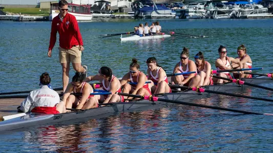Coach Wilhelm with SHU boat