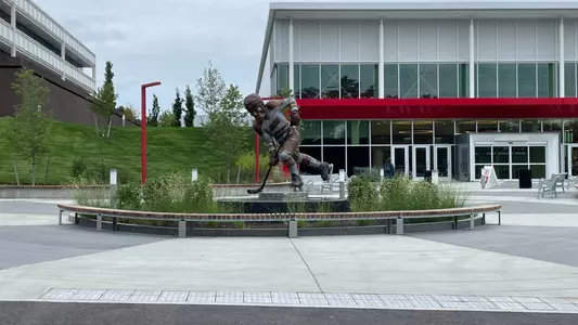 Big Red Statue Hockey Player
