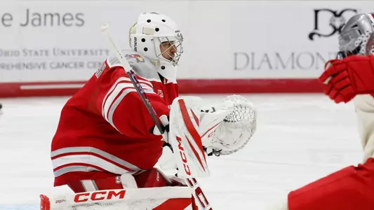 Sacred Heart men's hockey vs. Ohio State Saturday, Oct. 25, 2025, in Columbus, Ohio. (Photo/Jay LaPrete)