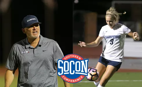 Tpdd Yelton and Korrie Saude, SoCon Coach and Defensive Player of the Year