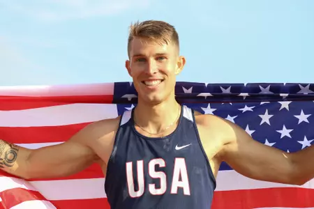 Tray Oates with American Flag at FISU America Games