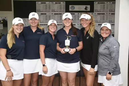 Women's Golf with 2019 Terrier Intercollegiate second place trophy
