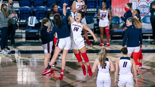 Annie Ramil celebrating vs Birmingham-Southern