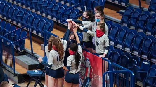 Volleyball team huddle