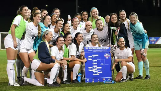 Soccer team with bracket after SoCon Quarterfinals 2023