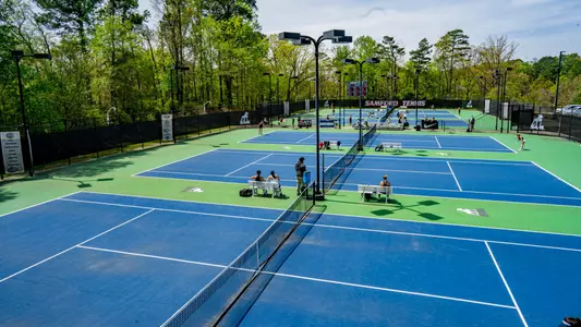 Samford Women’s Tennis plays Wofford on April 2, 2023.
Samford won the doubles point and won the overall match, 4-3.