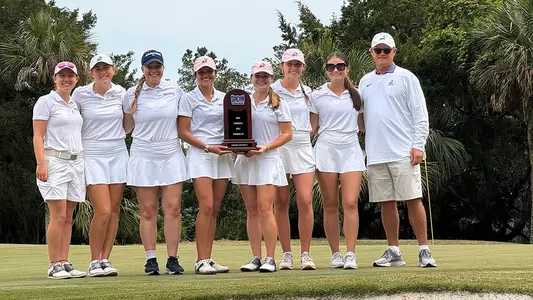 Women's Golf with SoCon second place trophy 2024