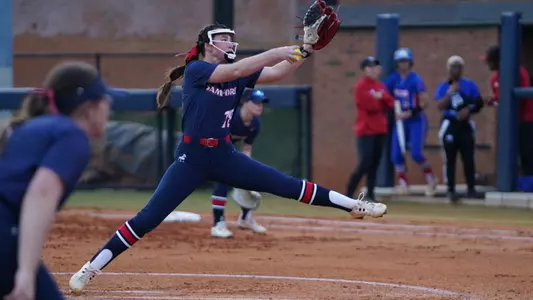 Softball action vs West Georgia