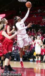 Rachel Hollivay needs three more blocks to move to fifth all-time at RU.