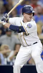 Kivlehan hit a home run in his first MLB game (photo by Scott Wachter)