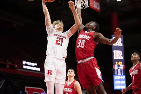 The Rutgers Scarlet Knights men’s basketball team take on Sacred Heart at the Rutgers Athletic Center in Piscataway, NJ on Wednesday night, November 25, 2020.(Ben Solomon/Rutgers Athletics)