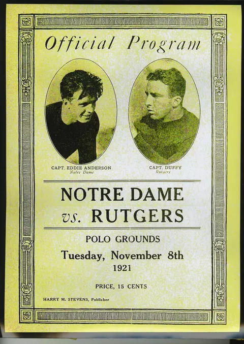 1921 Program vs. Notre Dame at Polo Grounds