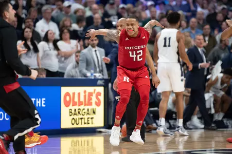 The Rutgers Scarlet Knights men’s basketball team take on the Penn State Nittany Lions at Bryce Jordan Center in State College, PA on Wednesday, February 26, 2020.(Ben Solomon/Rutgers Athletics)