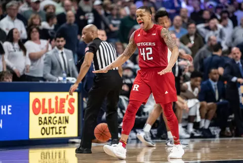 The Rutgers Scarlet Knights men’s basketball team take on the Penn State Nittany Lions at Bryce Jordan Center in State College, PA on Wednesday, February 26, 2020.
(Ben Solomon/Rutgers Athletics)