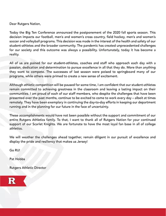 AD Pat Hobbs Letter - Aug. 11, 2020