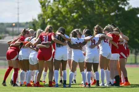 CelebrationALBUQUERQUE, NEW MEXICO - AUGUST 21: The Rutgers Scarlet Knights huddle before their match against the UNLV Lady Rebels. The Scarlet Knights defeated the Lady Rebels 5-1. (Photo by Sam Wasson for Rutgers Athletics)