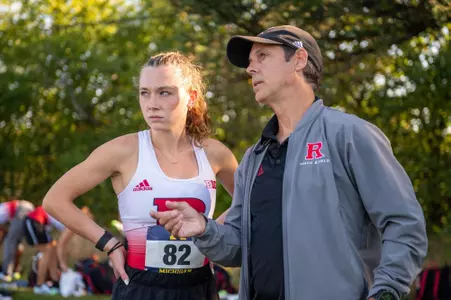 Alex Carlson with head coach Matthew Jelley at the 2022 Big Ten Preview