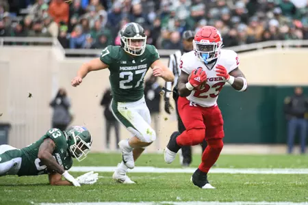Nov 12, 2022; East Lansing, Michigan, USA; During the game between Rutgers Scarlet Knights and Michigan State Spartans at Spartan Stadium. Credit: Tim Fuller-Rutgers Athletics