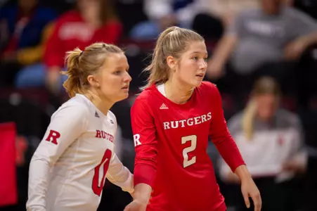 Lucy Malone and Madyson Chitty on the court at Jersey Mike's Arena against