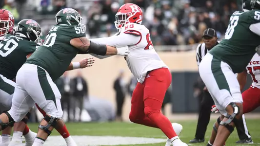 Nov 12, 2022; East Lansing, Michigan, USA; During the game between Rutgers Scarlet Knights and Michigan State Spartans at Spartan Stadium. Credit: Tim Fuller-Rutgers Athletics