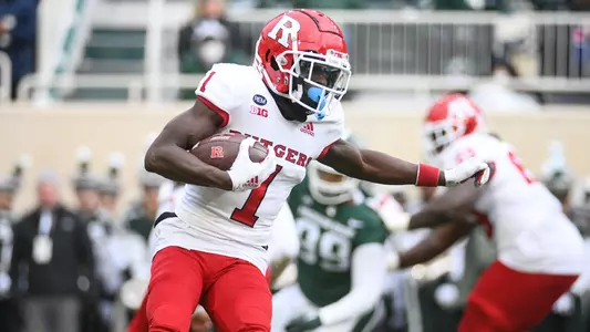 Nov 12, 2022; East Lansing, Michigan, USA; During the game between Rutgers Scarlet Knights and Michigan State Spartans at Spartan Stadium. Credit: Tim Fuller-Rutgers Athletics