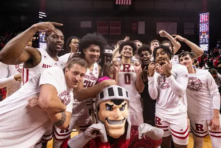 Rutgers Celebrates a victory over No. 16 Ohio State