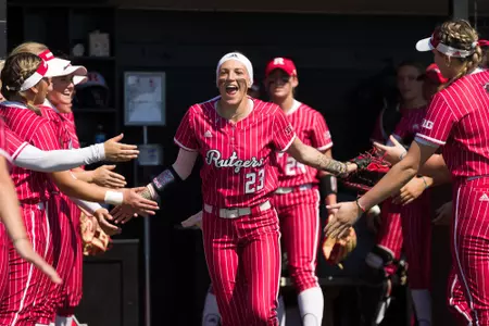 Kyleigh Sand during introductions of the Rutgers Softball Tournament