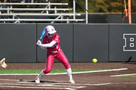 Taylor Fawcett at the plate against Saint Peter's during the Rutgers Softball Tournament