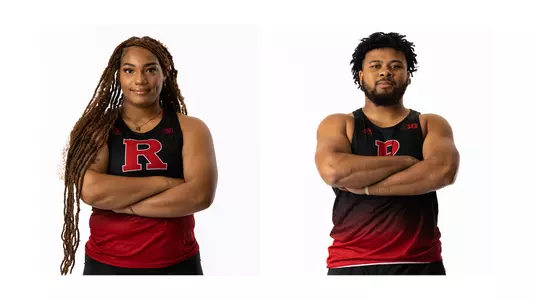 Alicia Campbell and Kyle Lipscomb winners of the hammer throw at Monmouth Home Opener