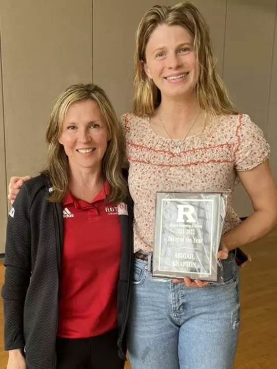 Abigail Knapton poses with the Gailbraith Award with coach Natasha Chikina