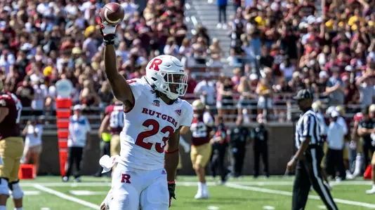 The Rutgers Scarlet Knights football team take on the Boston College Eagles at Alumni Stadium in Chestnut Hill, MA on Saturday September 3, 2022.(Ben Solomon/Rutgers Athletics)