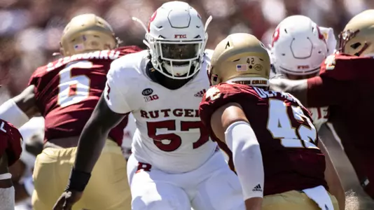 The Rutgers Scarlet Knights football team take on the Boston College Eagles at Alumni Stadium in Chestnut Hill, MA on Saturday September 3, 2022.(Ben Solomon/Rutgers Athletics)