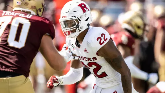 The Rutgers Scarlet Knights football team take on the Boston College Eagles at Alumni Stadium in Chestnut Hill, MA on Saturday September 3, 2022.(Ben Solomon/Rutgers Athletics)