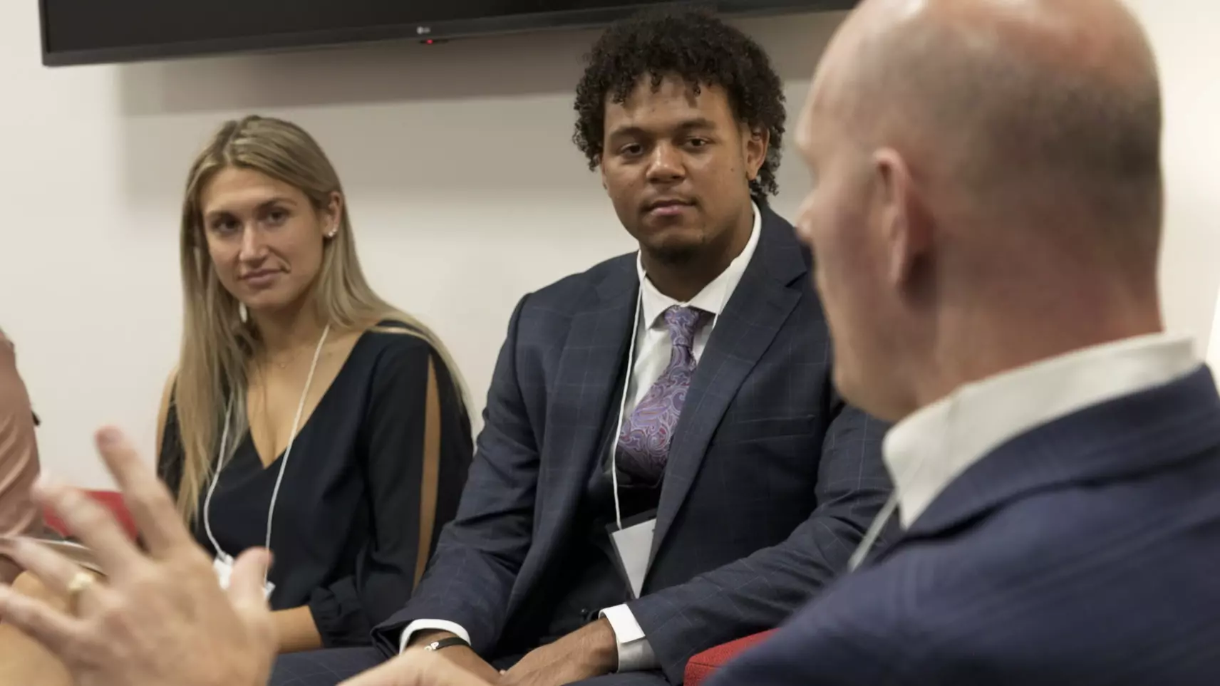 Student-athletes meet with professionals during the annual Knight of Networking hosted by Scarlet Knights For Life.