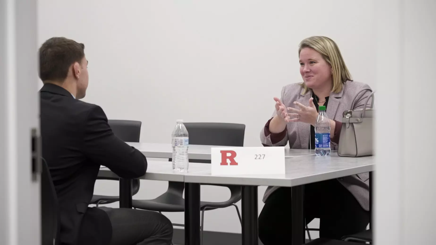 Student-athletes meet with professionals during the annual Knight of Networking hosted by Scarlet Knights For Life.