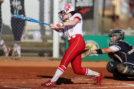 Taylor Fawcett at the plate during the Spring Games in 2022