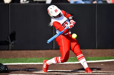 Payton Lincavage at the plate during the Purdue series at the Rutgers Softball Complex