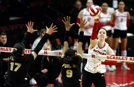 Alissa Kinkela attacking No. 19 Purdue at Jersey Mike's Arena