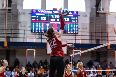 Alissa Kinkela on the attack against Virginia at the Cavalier Classic
