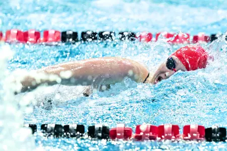 Brooke Thompson swimming freestyle vs. Purdue